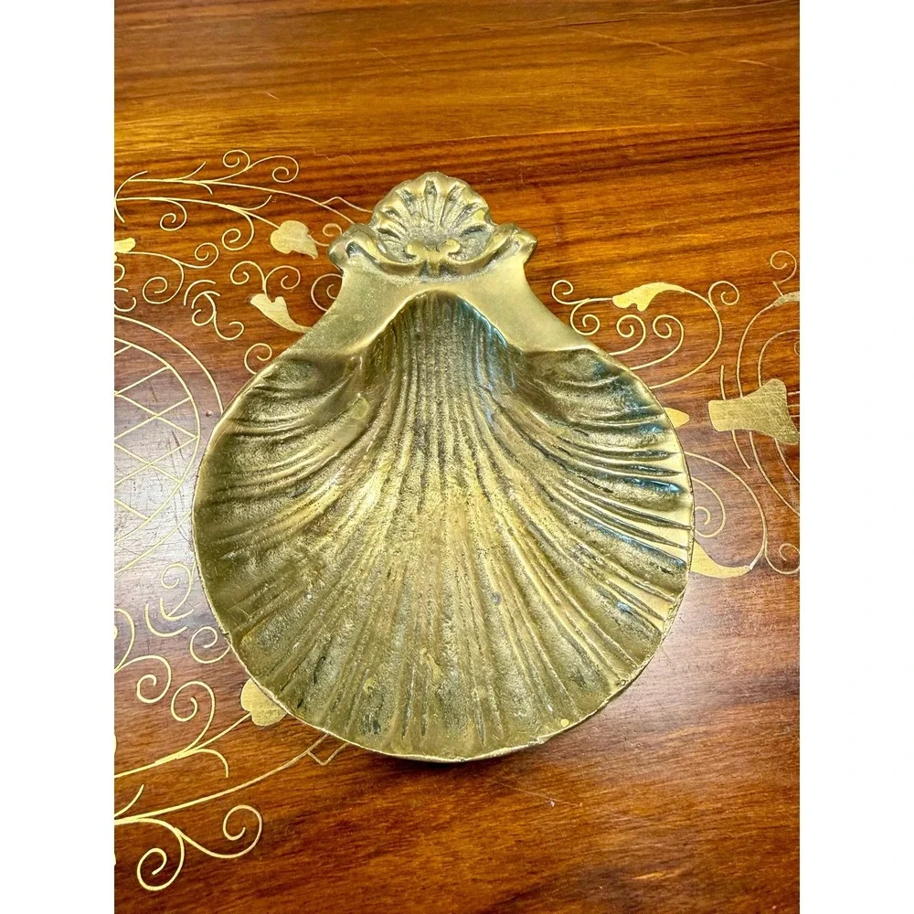 Vintage Brass Shell Trinket Dish